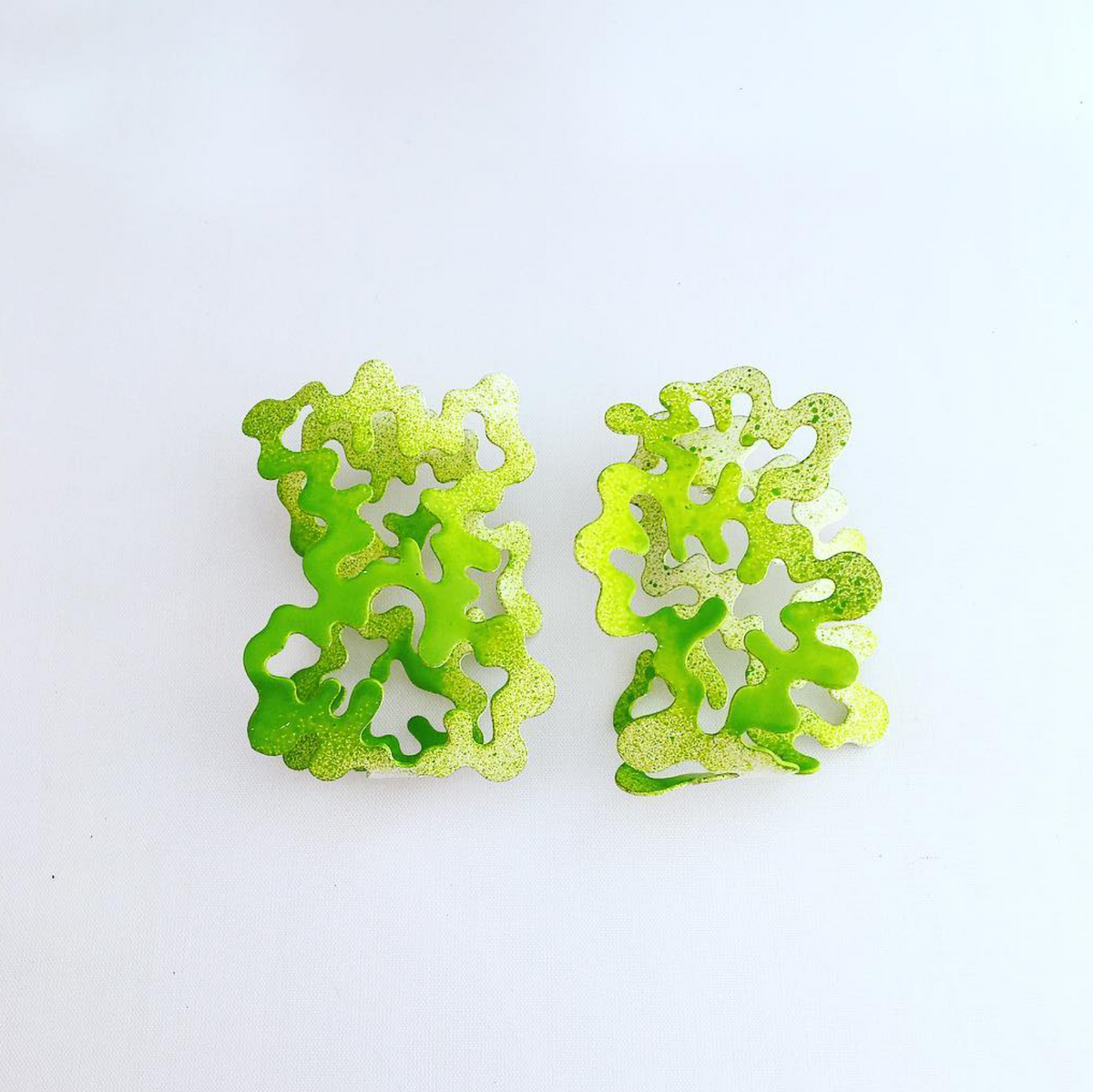 Green Clamshell Earrings