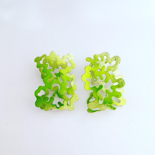 Green Clamshell Earrings